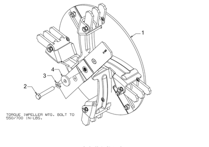 Impeller Assembly Diagram and Parts List for CS2210 (24A41M4710)(2017) Cub Cadet Chipper Shredder